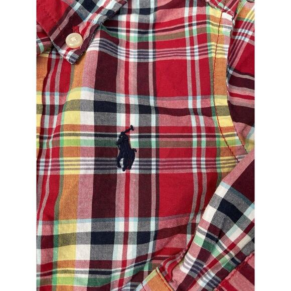 Polo Ralph Lauren Toddler Shirt Boys 9 Months Red Plaid Button Down Long Sleeve - Picture 3 of 4